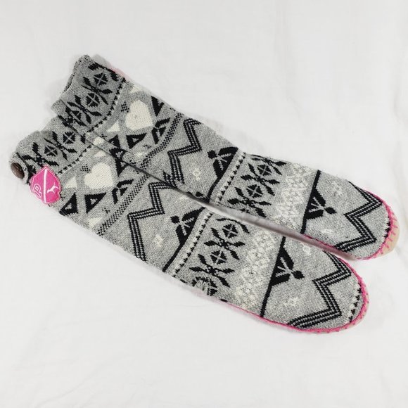 Victoria's Secret PINK Small 5 6 Nordic Sweater Slippers Mukluk Tall Sock Boots - Picture 2 of 3